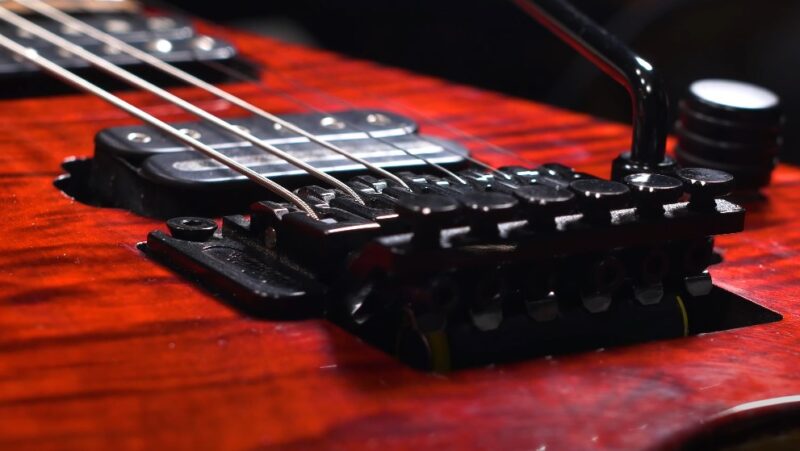 Close-up view of an electric guitar