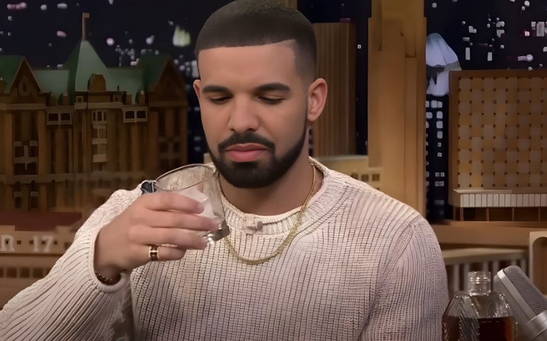 Drake drinks his own whiskey at Jimmy Fallon Tonight