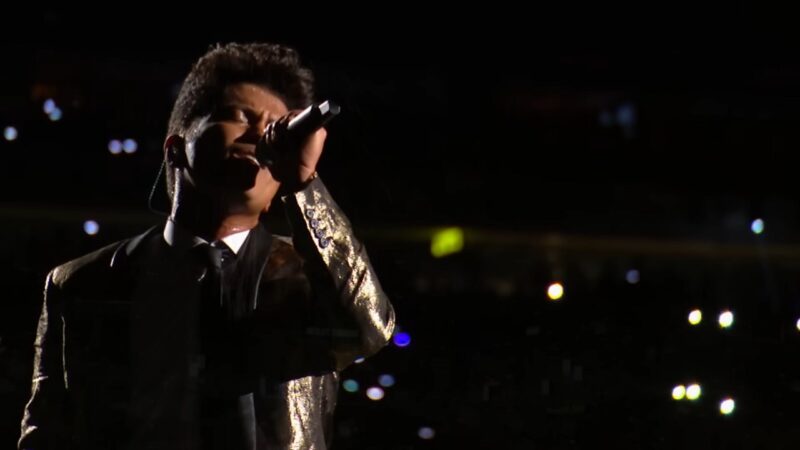 Bruno Mars at the Super Bowl XLVIII Halftime Show