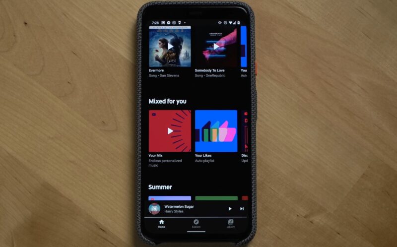 A personalized YouTubeMusic app interface