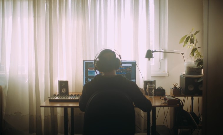 A home studio, showcasing a dedicated workspace