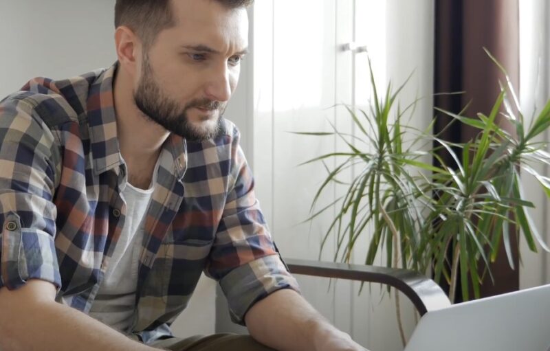 Man working on his laptop