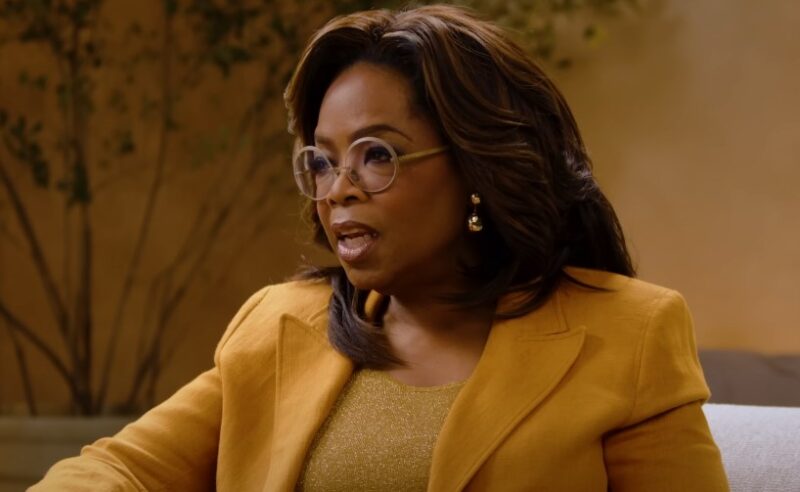 Oprah Winfrey talking during a TV show interview