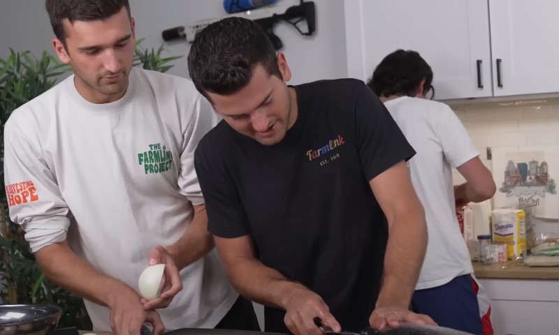 Friends having a cooking competition
