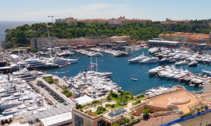 Aerial view of Monaco and luxury yachts